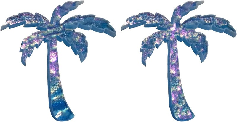Aquatic Custom Tile Palm Tree Glass Swimming Pool Step Marker Mosaic(5"x4.5", Deep Blue) (2 Pack) - Image 1